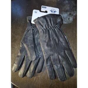 Dockers gloves mens black leather fur lined medium screen touchability